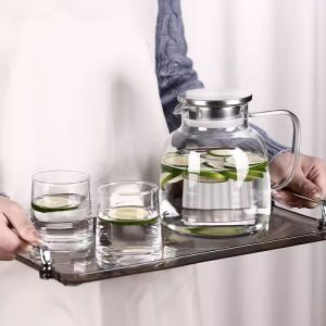 Large Capacity Heat Resistant High Borosilicate Glass Water Pot Tea Brewing Cold Water Bottle European Style Home Use Water Bottle