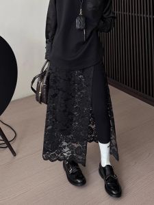 Korean Style Heavy Embroidery Lace Half Skirt Womens Spring Summer 2025 New Layered Mesh Skirt Casual Outdoor Use