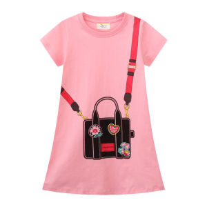Bag Printed Sleeveless Dress for Girls 2-7T Toddler Party Frock Childrens Lovely Baby Dresses Kids Wear