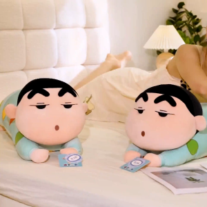 Genuine Crayon Shin-chan Doll Super Soft Crayon Shin Chan Plushies Cuddly Stuffed Anime Lying Shin Chan Plush Toy Sofa Bed Back Cushion Home Decor Gifts Girl
