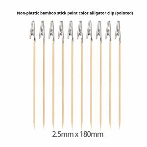 10Pcs Flat Tip Wood Alligator Clip for Standing Base 2.5mm 2mm Soft Rubber Clips Metal Painting Stick Airbrush Painting Modeling Tool