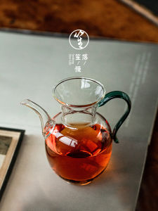 Dày Dặn Ấm Trà Thủy Tinh Để Sản Xuất Bia Xanh Lá Tay Cầm Bên Trà Ấm Trà Chuyên Dụng Sản Xuất Trà Bộ Trà Nồi Bước Lạnh