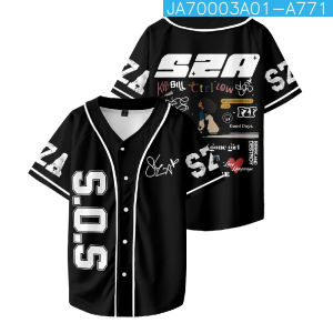SZA Jersey SOS Blind New Album T-shirt V-Neck Short Sleeve Buttons Baseball Shirts 2024 North American Tour Women Men Clothes