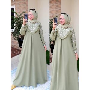 EM Gamis Renda Bordir Cringkel Airflow 901 - Gamis Terbaru