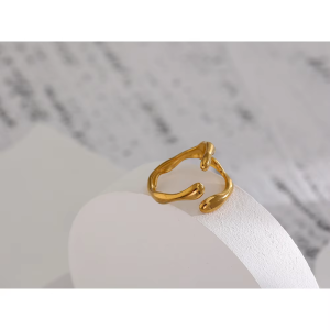 XIANING 316L Stainless Steel Ring New Design Metalic 18 K PVD Plated Jewelry Trendy Opening Ring бижутерия для женщин Gift