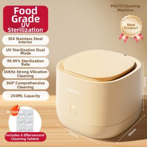 deli | Wireless Portable Ultrasonic Cleaning Machine for Retainers Correctors Braces and Dentures