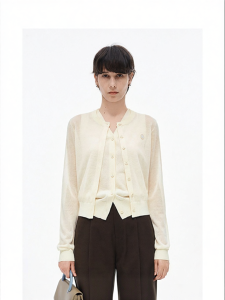 Round Neck Hemp-Blend Light Knit Cardigan