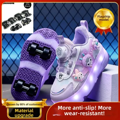 KUOBURENSHENG | Cartoon Style Luminescent Swivel Button Detachable Dual-use Roller Skates