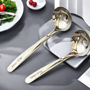 316 Stainless Steel Spoons Cute Bear Long Handle Soup Ladle Multi-functional Reusable Serving Spoon Dishwasher Safe Tableware