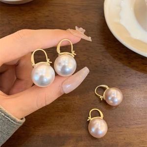 1Pair Fashion Women Pearl Earring Basic Pearl Ball Drop Earrings for Women Simple Piercing Earrings Gifts