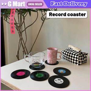 Retro Vinyl Record Table Mats Drink Coaster Table Placemats Creative Coffee Mug Cup Coasters Heat-resistant Nonslip Pads LZC-Record-Coasters