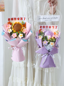 Creative Knitted Flower Bouquet Sunflower Rose Chrysanthemum Graduation Season Teacher Principal Thank You Small Bouquet