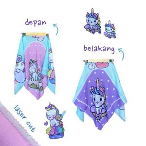 Voal Printing Anak Motif Unicorn Cake / Hijab Anak Motif Lucu
