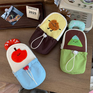 Original Large Capacity Apple Pencil Case Student Elementary School Embroidered Stationery Bag High Aesthetic Value Color Block