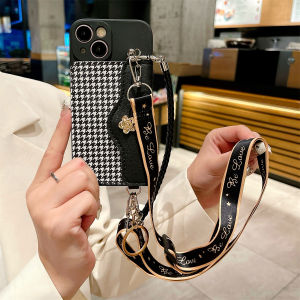 Soft Rubber Phone Case with Wallet Design for OPPO A1 A2/X A3 A98 Cute Cartoon Anti-Fall Protection Crossbody Strap Hanging Rope