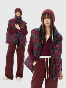 Turn Signal | Plaid Down Vest Women Autumn Winter Thick