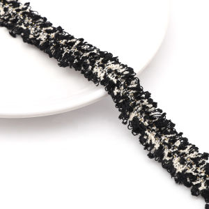 2/3cm Polyester Tweed‑Style Fringe Trim Woven Lace Ribbon for Clothing Dress Hat Bag Sewing DIY Craft Embellishment Accessories