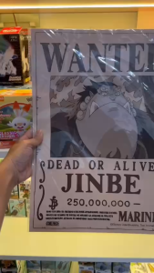 Poster Lệnh Truy Nã One Piece Jinbe - Kỵ Sĩ Biển Cả - Giấy Kraft Cổ Điển Khổ A3 Sắc Nét - Chính Hãng