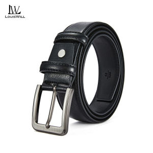LouisWill Mens Belt PU Leather Vintage Pin Buckle Belt Men Fashion Retro Belt Genuine Leather Belt Simple Belt Second-layer Cowhide Belt Luxury High Quality Business Strap Male Waistband for Men