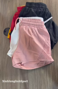 Quần đùi nữ thể thao gym-yoga hai lớp chất thể thao mềm mịn lơp trong thun lạnh( mẫu đục lỗ)