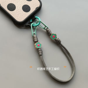Handcrafted Black Phone Strap Panda Wrist Short Rope Multi-use Green Handheld Rope High-End Feeling Nylon Braid Digital Accessories