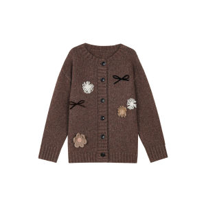 CHACHASTU | Áo Cardigan Mùa Đông Voan Nơ Bông Tay Làm Thủ Công