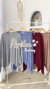Arvika Batwing Top Korean Style Atasan Fashion Wanita Remaja Kekinian Lengan Panjang