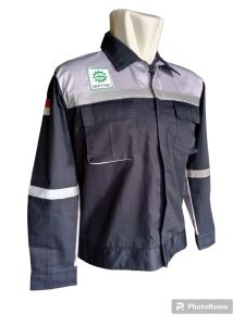 Baju Wearpack Safety K3  Kerja Proyek Atasan Seragam Lengan Panjang Navy Abu Muda American Drill Grade A