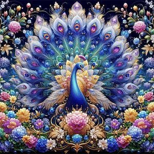 Huacan  Diamond Painting New Square Rhinestones Peacock Animal Full Round  Diamond Mosaic Home Wall Art Decoration