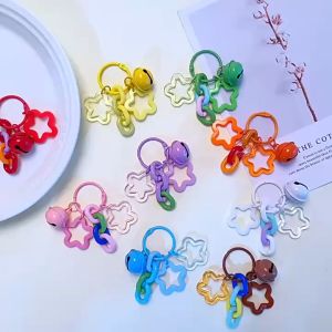 [ready]Gantungan Kunci Kartun Lucu Metal Bell Keychain Bintang Lonceng Keychain-Pink Biru Hijau