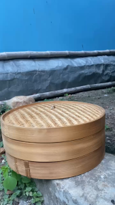 Klakat Bambu Dimsum 40cm Kukusan Bambu - 2 Wadah + 1 Tutup