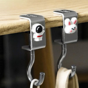 Amoki【Ready in Stock】 Portable Metal Hook Table Hook Multifunction Hooks with Cartoon Pattern Student Supplies