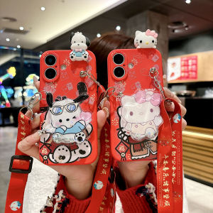 Kitty Cat Lovable Cartoon Slung Phone Case for Honor Magic Series 60 50 40 30 plus Anti-fall Cute Soft Silicone Cover Full Edge Protection