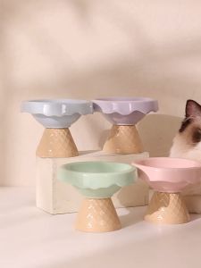 chén sứ chống gù hình kem ốc quế xinh xắn dành cho chó mèo - T3 PETS SHOP