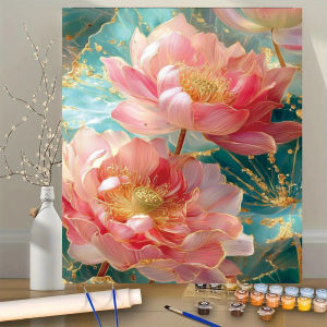 BILIBILI | Acrylic Paint By Numbers Pink for Lotus Oil Painting Package Art Picture For Bedroom Wall Adults Hand Painted Unique Gift