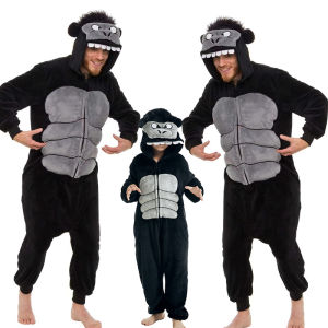 ชุดเล่นคิงคองสำหรับเด็กและผู้ใหญ่แบบใหม่ชุดแสดงสัตว์ฮาโลวีนชุดครอบครัว cos อุรังอุตังการแสดงกิจกรรมการแสดง