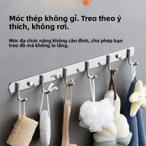 Móc Treo Đa Năng Bằng Thép Không Gỉ Kiểu Hiện Đại Không Cần Khoan Phụ Kiện Nhà Bếp & Phòng Tắm Bộ 4 Móc Treo Áo Choàng