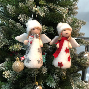 Christmas Plush Angel Girl Dolls Ornaments Xmas Tree Hanging Pendant for Home New Year Decoration 2024 Kids Gift