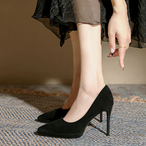 สีดำ รองเท้าส้นสูงแพลตฟอร์มกันน้ํา ผู้หญิง ฤดูใบไม้ผลิ ฤดูใบไม้ร่วง การแสดงใหม่ เรียบง่าย ทาสี หนัง รองเท้าส้นเตี้ยส้นบางขนาดเล็กรองเท้าเดียว
