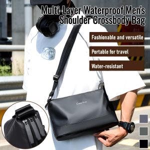 กระเป๋าสะพายไหล่ผู้ชาย กระเป๋ากีฬากันน้ำ ความจุขนาดใหญ่ หลายช่อง กระเป๋าสี่เหลี่ยมเล็ก กระเป๋าสะพายข้าง