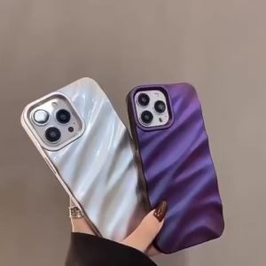 iPhone Case Soft Case Cool Silver Wave Bumper Casing Phone Case Camera Protection Shockproof For iPhone 7 8 Plus X XR 11 12 13 14 15 PRO PLUS PROMAX
