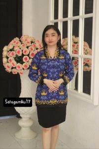 SERAGAM BATIK KORPRI WANITA KERAH HITAM LAPIS FURING BAHAN STANDAR KORPRI NASIONAL HALUS