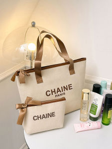 New Korean Style Simple Letter Handheld Makeup Bag Toiletry Bag for Commuting Work Lunch Bag Mommy Bag Fabric Storage Organizer