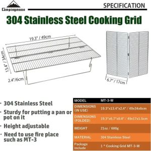 Campingmoon | CAMPINGMOON New Cheap 1PCS MT-3 Large Folding Stainless Steel BBQ Grill Portable Camping Picnic Oven with Grill Net