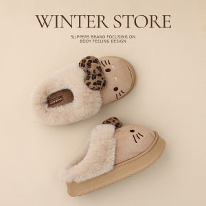 Dép Bông KT Cat Dành Cho Nữ Mùa Thu Đông 2025 Dép Bông Lót Lông Cừu Dày Ấm Áp Dễ Thương Đi Ngoài Trời Dép Bông Hodo