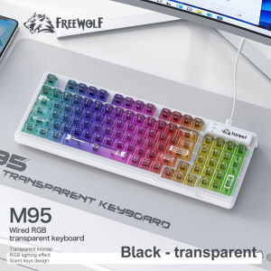 FREEWOLF M95 M96 Wireless Gaming Keyboard Knob Control BT/2.4gRGB LED Backlight Display Pbt Keycap3000mah BatteryUs Layout