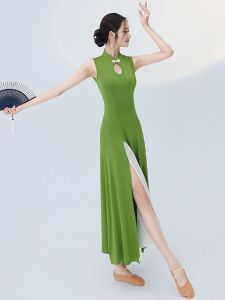Womens Classical Dance Modern Dance Costumes Practice Clothes Green split Modern dance clothes