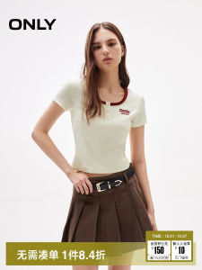 Only2025 Summer New Style Slim Fit round Neck Short Sleeve T-Shirt Womens Embroidered Contrast Color College Style Short Length