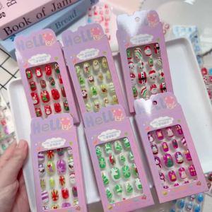 Bộ 24 Móng Tay Giả Giáng Sinh Cho Trẻ Em Họa Tiết Ông Già Noel Người Tuyết Bông Tuyết Quà Tặng Giáng Sinh Mùa Đông Dành Cho Nhóm Tuổi 6+