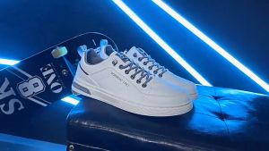 Sepatu sneakers pria sporty PORSECH-89 sepatu cowo kasual trendy sepatu putih polos sepatu sekolah terbaik